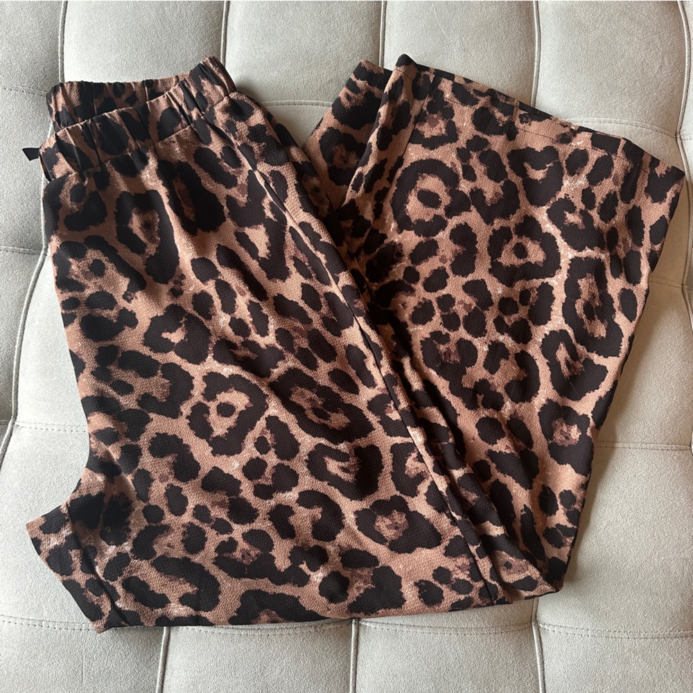 SHEIN Wide Leg Leopard Print Palazzo Pants Size Large